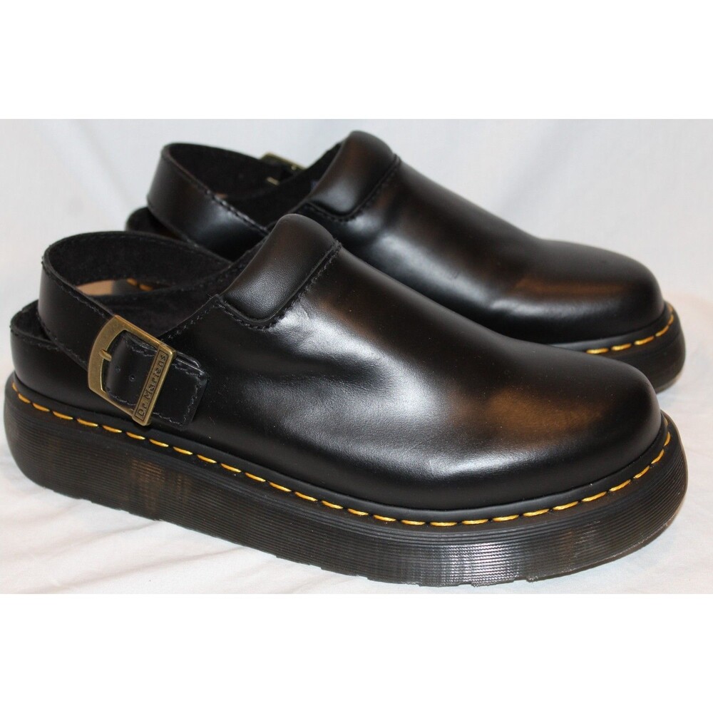 Dr. Martens Laketen Leather Slingback Platform Mules Clogs Black W13 M12 NEW